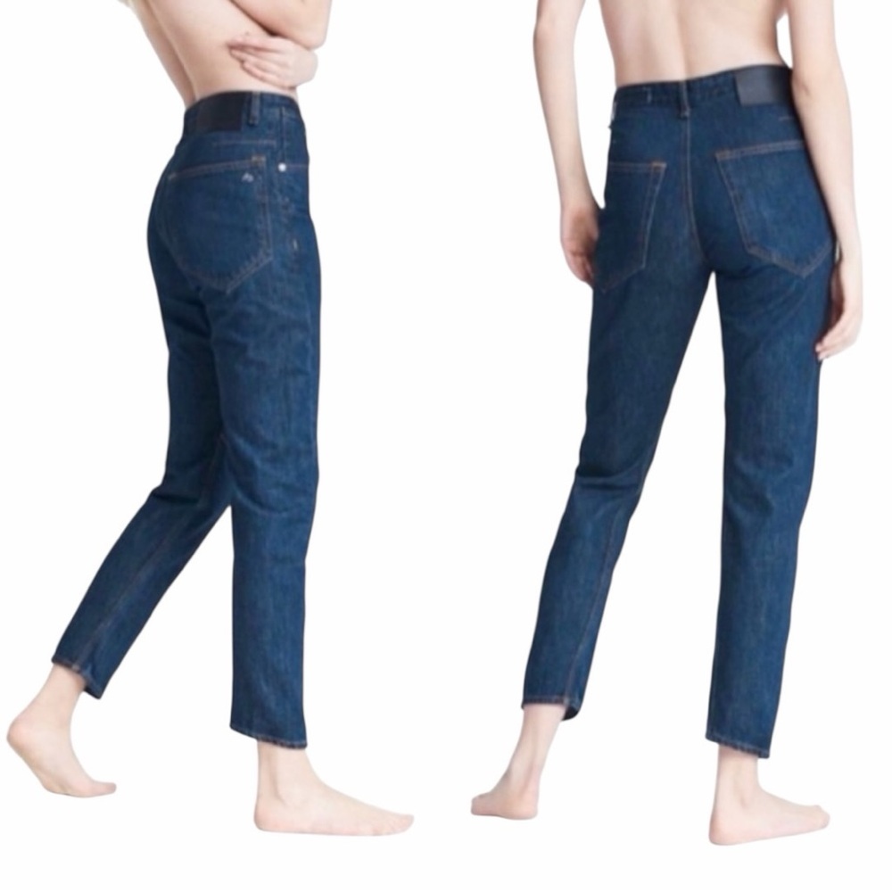 Rag & Bone Engineer High-Rise Straight Relaxed Jeans Dark Indigo Size 24